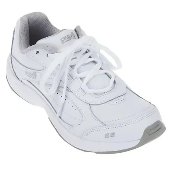 Ryka Metro Leather Lace Up Walking Sneakers White Comfort Sz 11