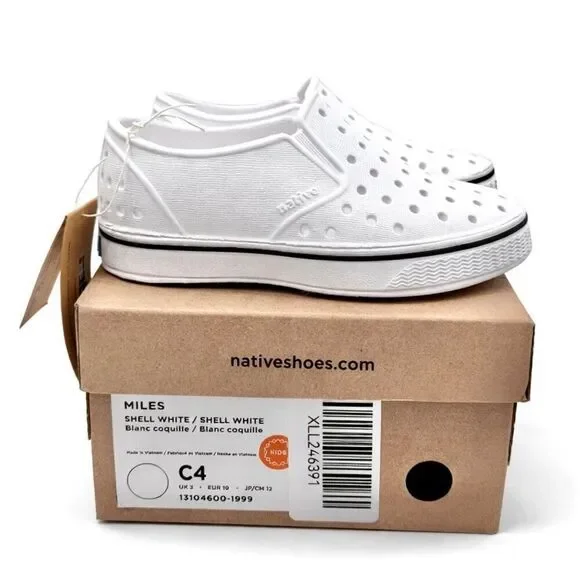 Native Miles Toddler Kids Slip-On Water Shoes Shell White C4 Lightweight EVA