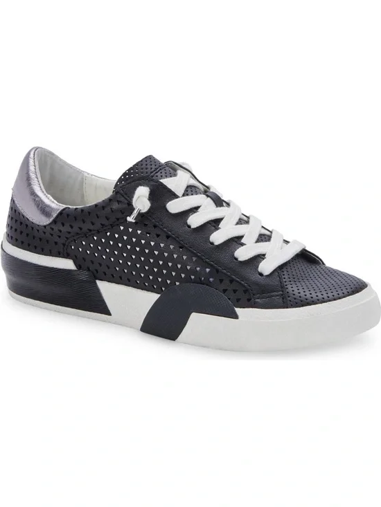 Dolce Vita Black and White Perforated Leather Sneakers