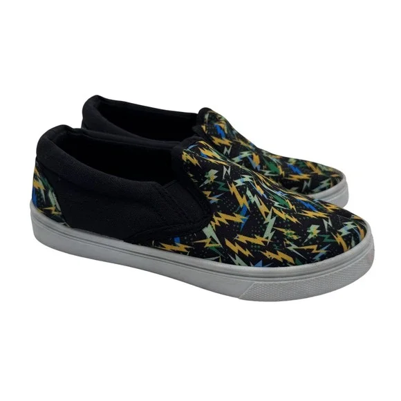 Blue 3‎ Multicolor Slip On Shoes Kids Lightning Bolt Print Sneakers