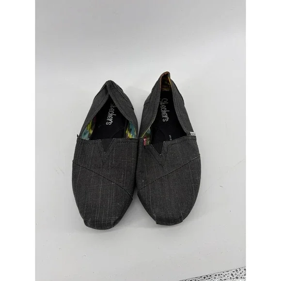 Skechers. Gray Pillow Arch, Casual Flat Canvas Slip Ons, Women's Size 9.5