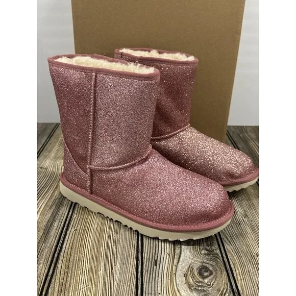 New Ugg Pink Classic Sparkle Boots Children's Size 6