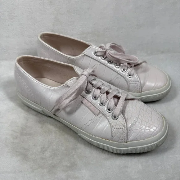 Superga 2750 Cotu Pink Croc Embossed Low Top Sneakers Mens 7.5 Womens 9 EU 40