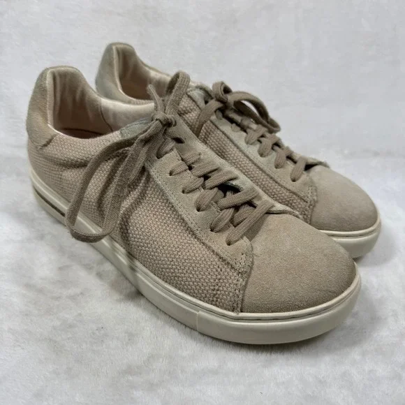 Birkenstock Bend Low Canvas Suede Sneakers Sandcastle Beige Tan 40 L9 M7 1031