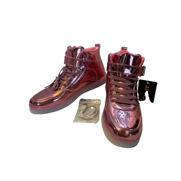 Aptesol Pink Metallic LED Light Up High Top Sneakers Womens‎ Size 10 EU 41 NWT