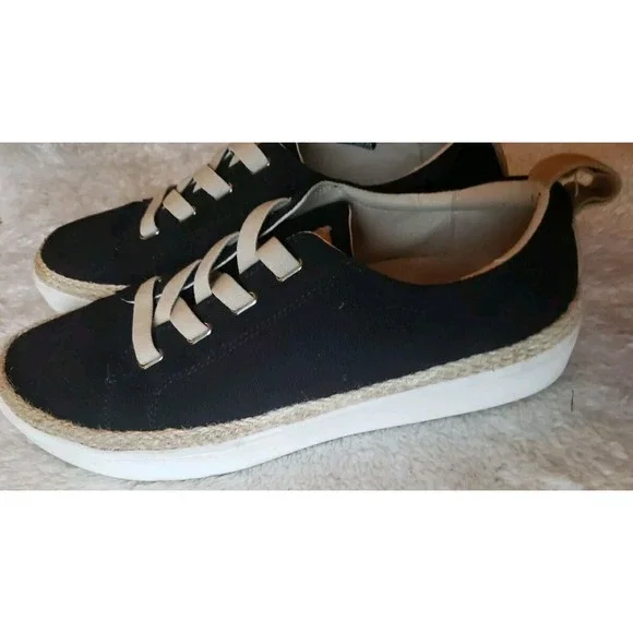 Spenco Orthotic Gored Lace Slip-On Sneaker Canvas Women's  Sz 12 Black‎  EUC