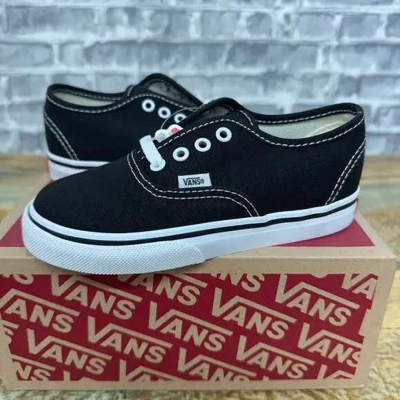 Vans Authentic Black White Lace Up VN000ED9BLK Toddler Size 9 New