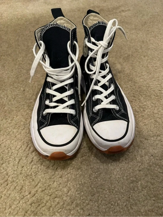 Converse High-Top Platform Canvas Sneaker in Black and White
