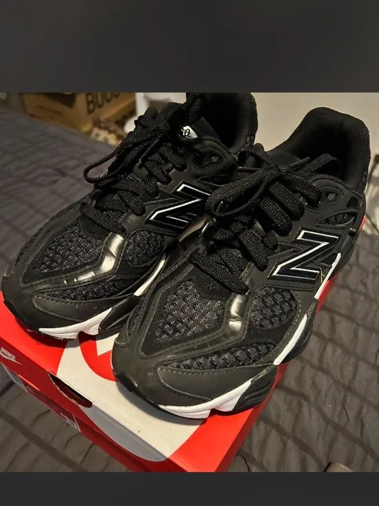 New Balance Kids Black and White Athletic Sneakers