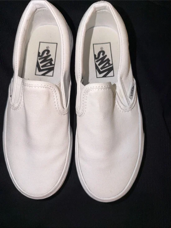 Vans Kids White Slip-On Canvas Sneakers