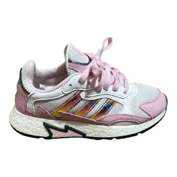 Adidas Tresc Run J Girls Pink and White Iridescent Sneakers EH1083
