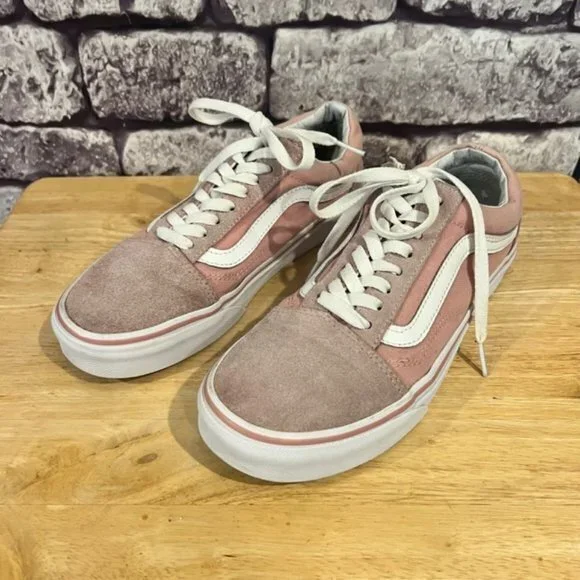 Vans Pink Suede Fabric Lace Up Sneakers Size 8.5