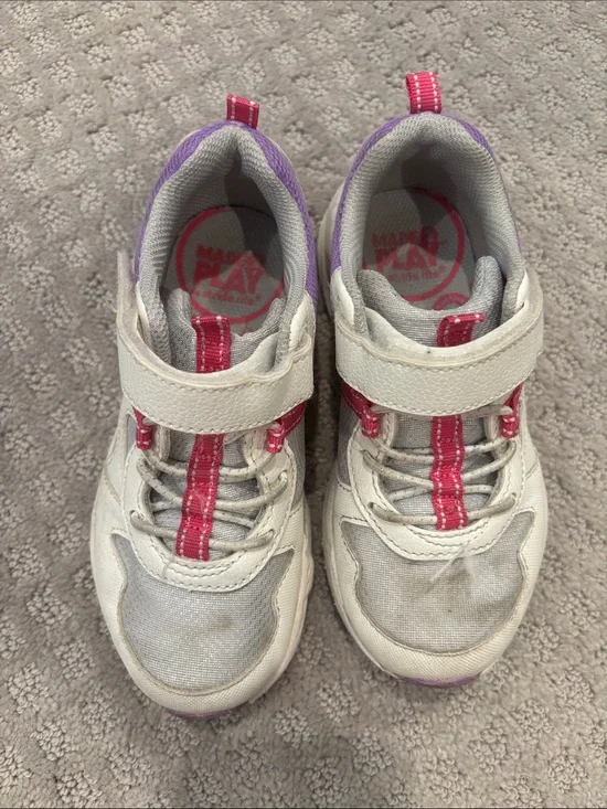 Kids White and Pink Stride Rite “Made to Play” Sneakers