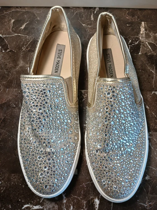 Steve Madden Metallic Silver Slip-On Sneakers