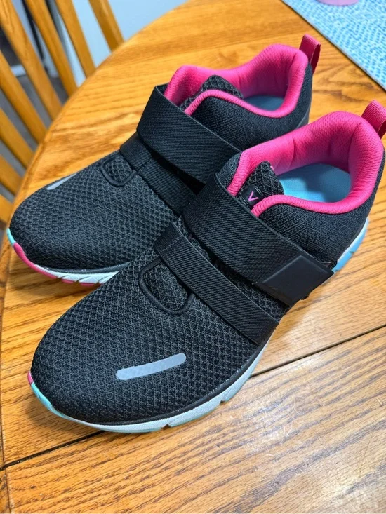 Milano Black and Pink Women's Velcro Athletic Sneakers
