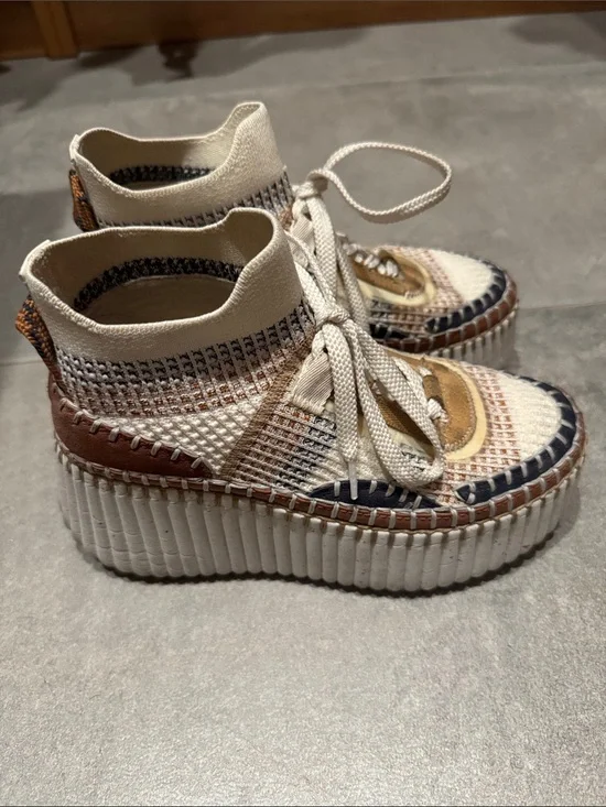 Chloe Nama 80mm Knit Platform Sneaker size 36