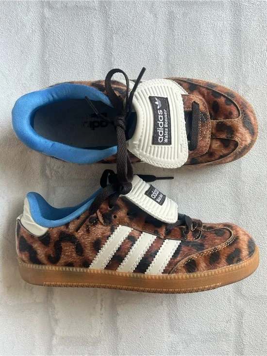 adidas‎ Kids Leopard Print Samba / Wales Bonner with White Stripes - Brown/Blue