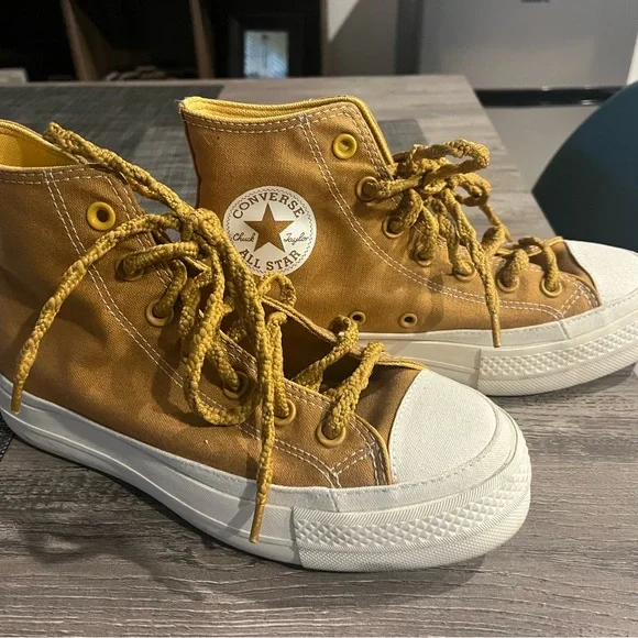 Converse Chuck Taylor All Star High Top Sneakers - Mustard Yellow Platform