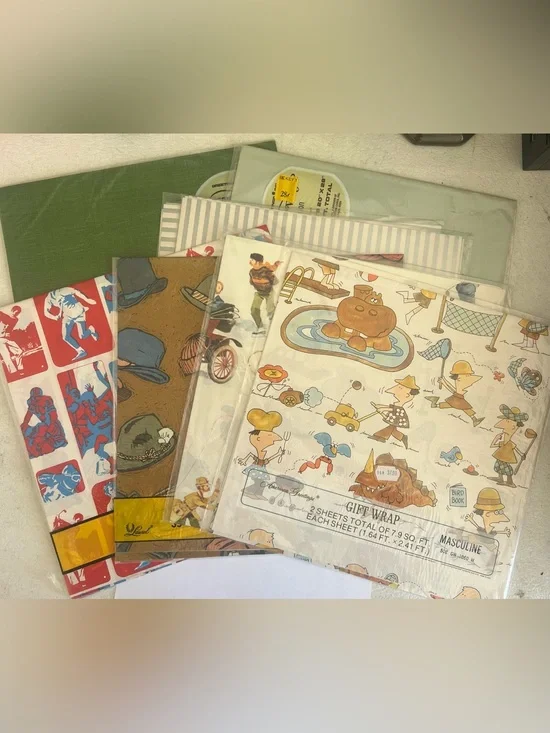 Lot of 8 Dad Men Vintage wrapping paper