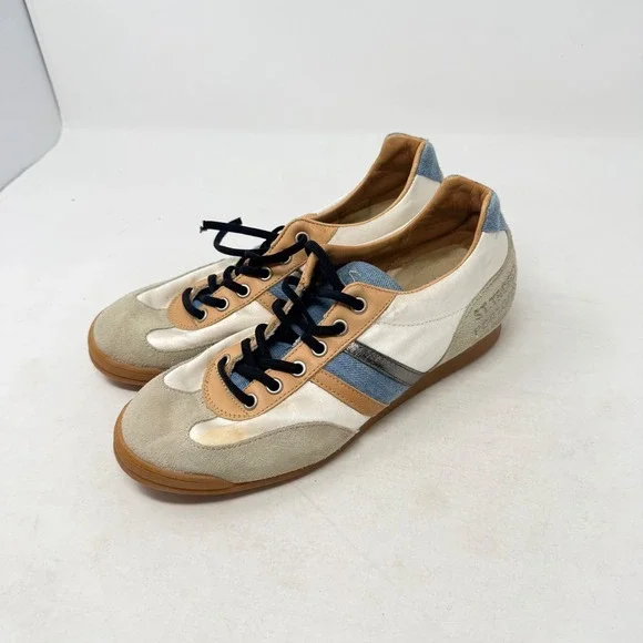 Serafini Luxury Sport Sneakers Multicolor 38 Made in Italy Mixed Media Leather