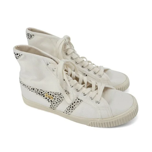 Gola Tennis Mark Cox High Top Sneakers Womens US 10‎ EU 41 White Canvas Leopard