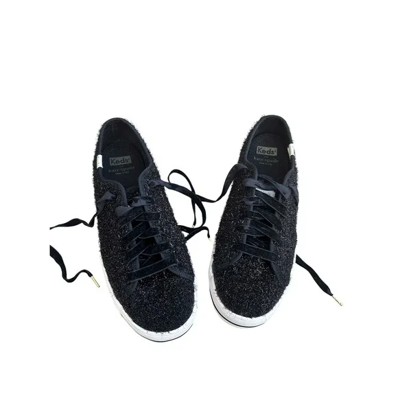 Keds x Kate Spade New York sparkle tinsel fuzzy Kickstart velvet laces sneakers
