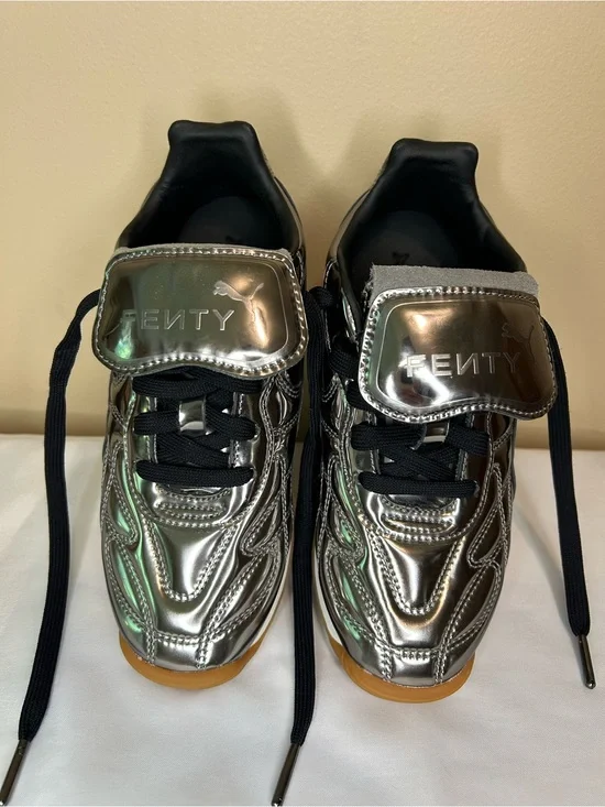 Puma FENTY Metallic Silver and Black Trainers with Gum Sole