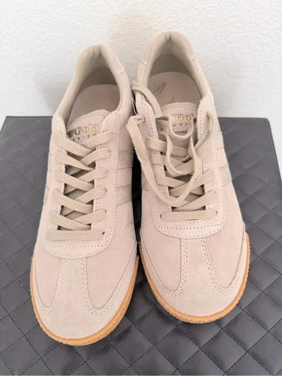 Gola Women's Beige Suede Sneakers with Gum Sole