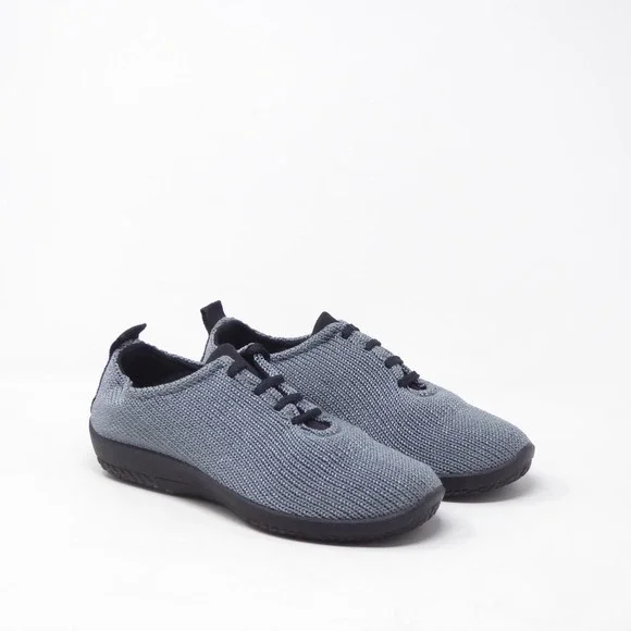 Arcopedico Women LS Lace-Up Shoe Titanium Grey Knit Comfort Sneakers 38 / 7-7.5