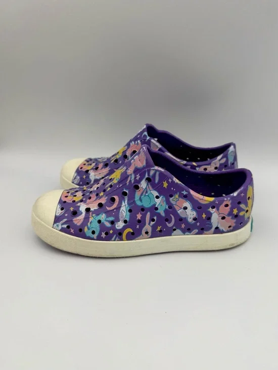 Native Kids Purple Unicorn Print Slip-On Sneakers by Native
