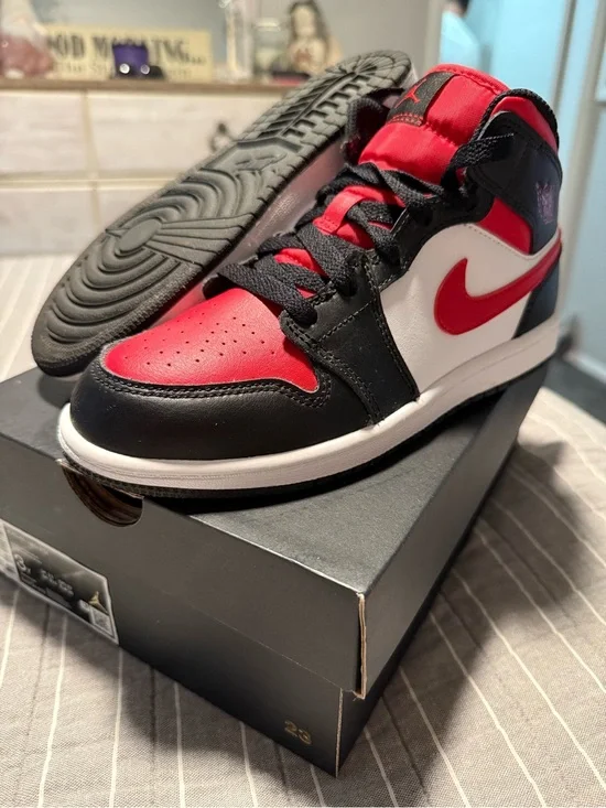 Jordan Kids Black, Red & White Mid-Top Sneakers