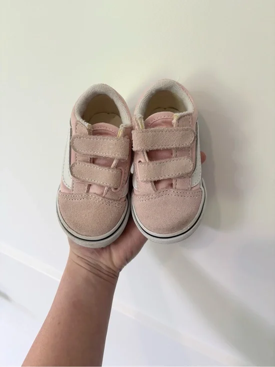 Vans Toddler Old Skool V Shoe Powder Pink/True White 4c