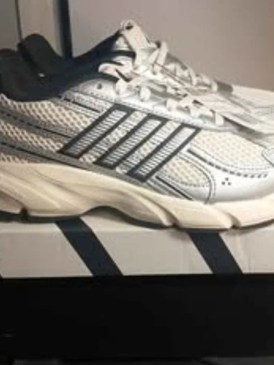 adidas Kids White and Navy Mesh Sneakers
