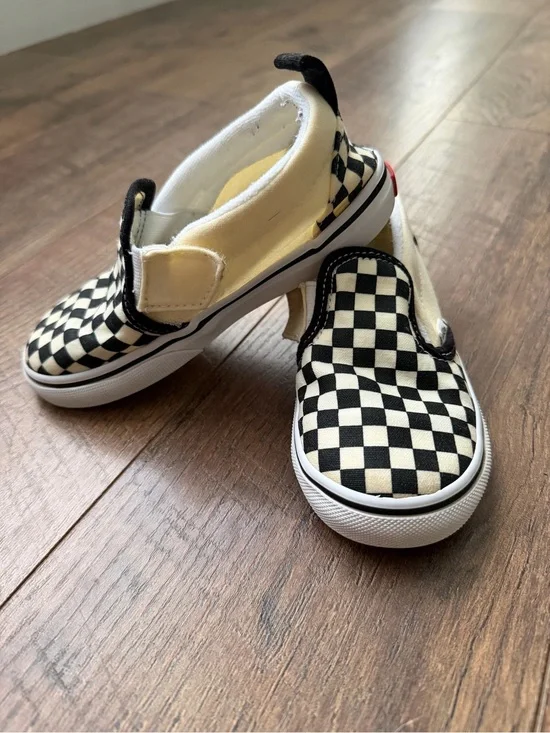 Vans Kids Checkerboard Slip-On Sneakers - Black & White
