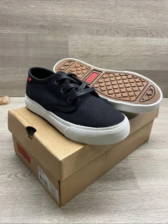 Levi's Kids Black Canvas Sneakers with White Rubber Sole #935
