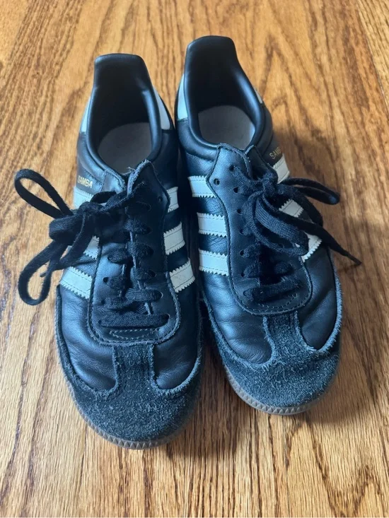 adidas Black Leather Athletic Shoes with Gum Sole