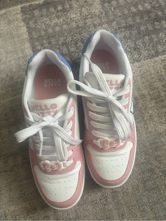 Hello Kitty Pink, White & Blue Lace-Up Kids Sneakers