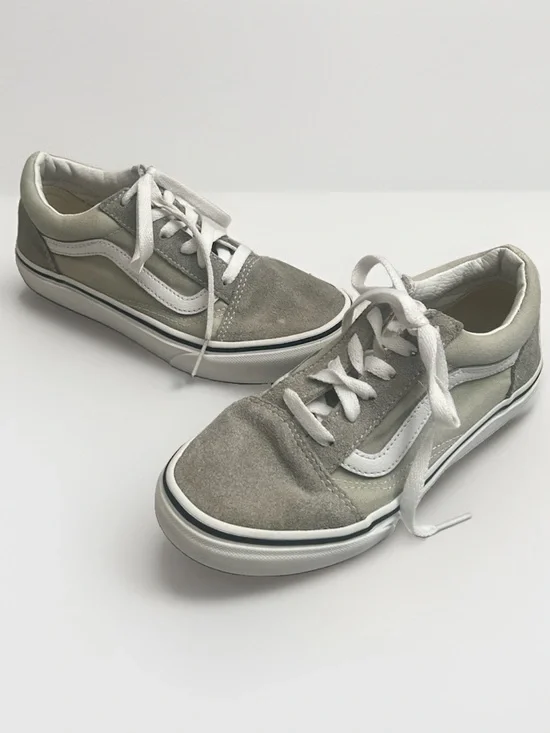 Vans Old Skool Low-Cut Skater Sneakers Kids Sz 3 Gray White Suede Canvas Casual
