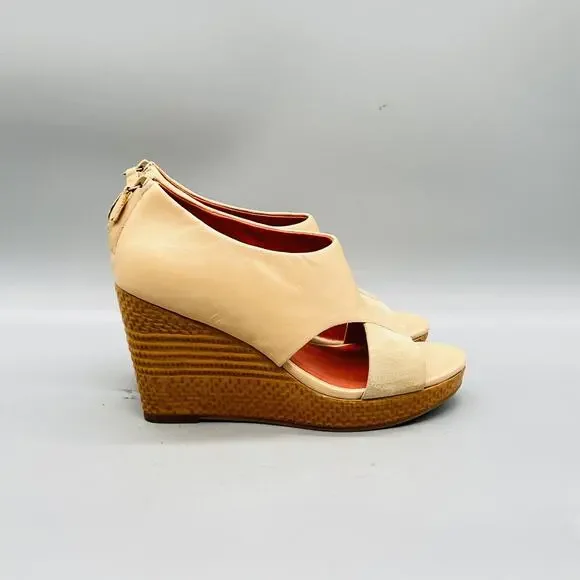 Cole Haan Sandals Womens 7 Beige Leather Strappy Vtg Air Wedge Heel Shoes