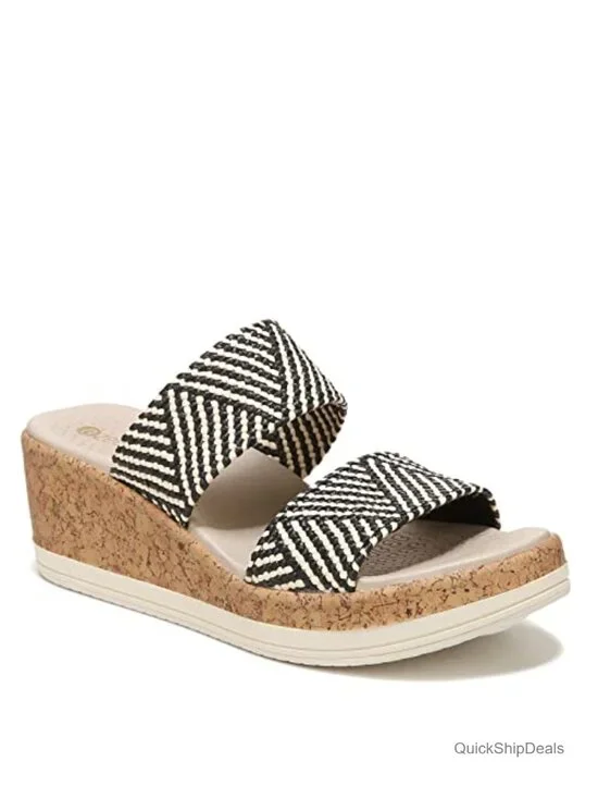 Raffia Wedge Sandals - Slip On