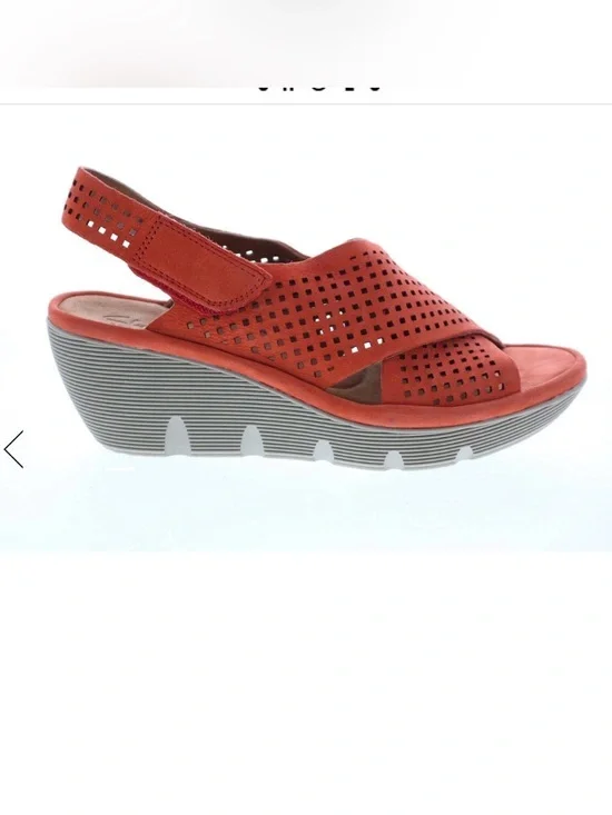 Clarks Coral Perforated Slingback Wedge Sandals