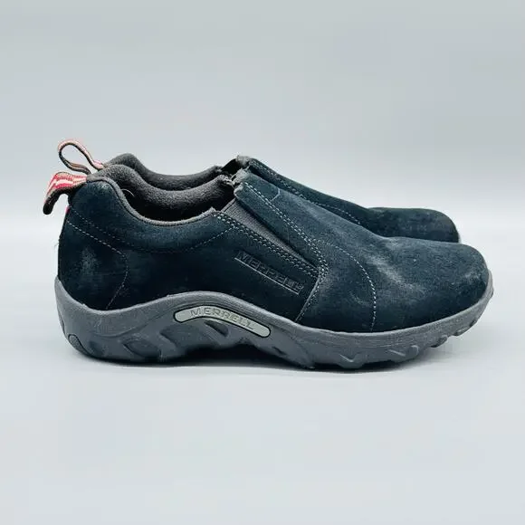 Merrell Shoes Boys 2 Black Suede Jungle Moc Slip On Athletic Outdoor Sneaker