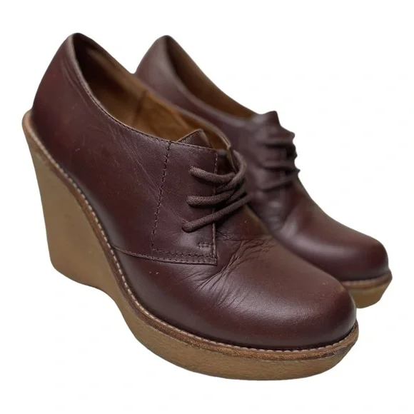 Jeffrey Campbell Barnest Women’s Brown Leather Wedge Shoes