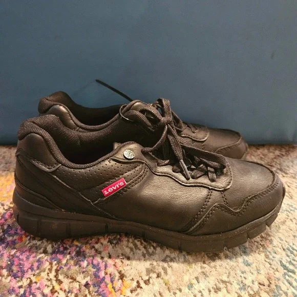Levi's Kids Black Synthetic‎ Leather Casual Sneakers Shoes Size US 5