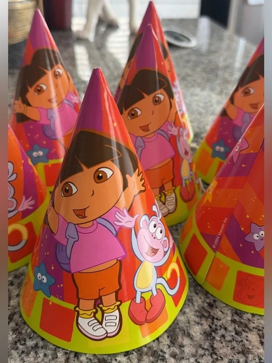 Vintage Dora the Explorer Party Hats - 7 Pack