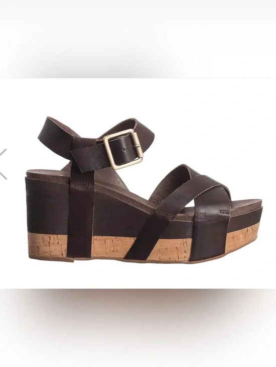 Antelope Women’s Dark Brown Leather Cork Wedge Sandals
