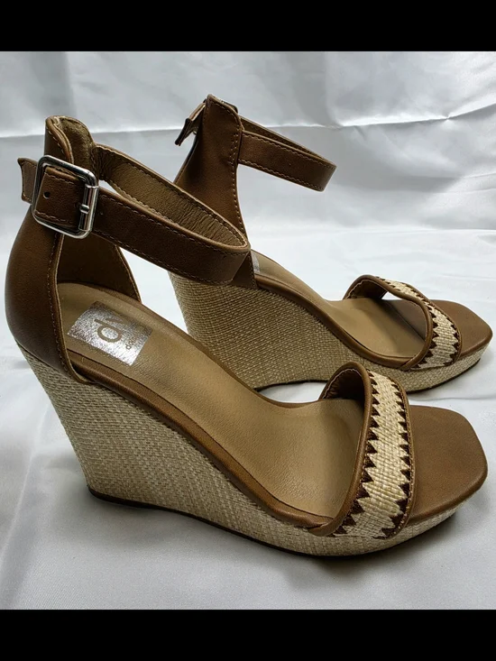 DV Dolce Vita Harla Raffia Platform Wedge Sandals Tan