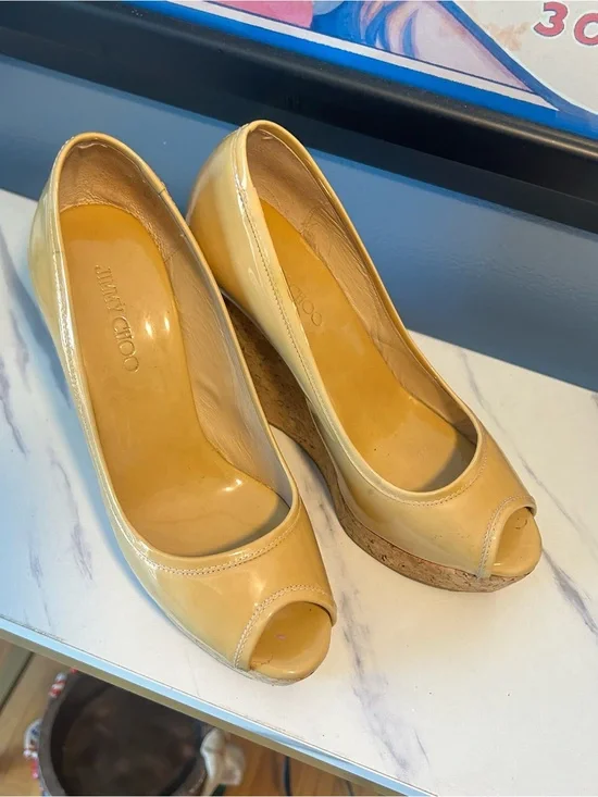 Jimmy Choo Papina Peep Toe Patent Leather Shoes