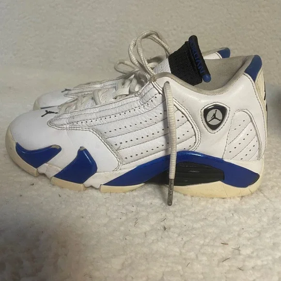 Jordan‎ 14 Retro Low Hyper Royal White Blue Sneakers 487524-104 4Y Womens 5.5