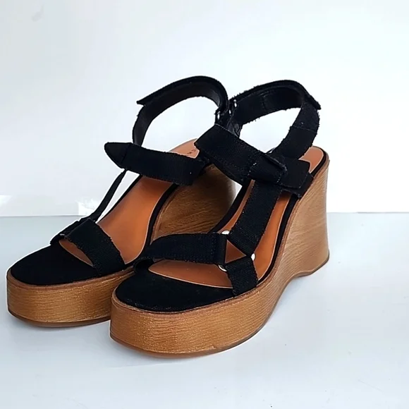 Lucky Brand Demmia Black Platform Wedge NWOT Size 8